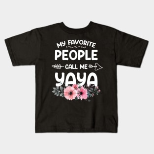 My Favorite People Call Me Yaya Pink Floral Mother's Day Kids T-Shirt